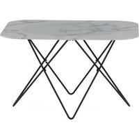 Table basse Tristar Venture Design - Verre Marbré - 80x80x50 cm - Blanc