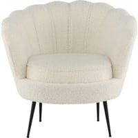 Fauteuil Calais Venture Design en polyester Teddy blanc avec pieds noirs