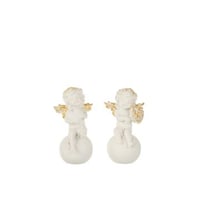 Ange sur boule resine blanc/or small assortiment de 2