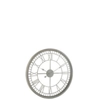 Horloge chiffres romains metal/verre gris