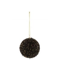 Boule de noel paillettes plastique noir/or small