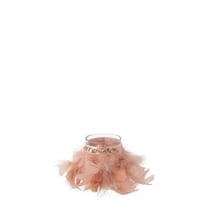 Photophore plumes rose clair verre transparent small - Set de 3