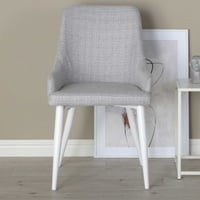 Chaise de salle à manger Plaza - Tissu polyester gris clair - 58x49x86 cm