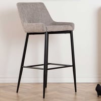 Chaise de bar Plaza - Lin polyester beige - 53x48x105 cm