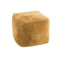 Pouf carre peau de mouton ocre