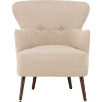 Fauteuil lounge Lincoln Venture Design - tissu bouclé beige et pieds noyer - 77x68x85 cm