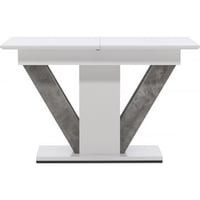 Table de salle à manger DISA 120/160 x 80 cm - MDF blanc/gris