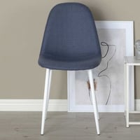 Chaise de salle à manger Polar - Tissu bleu - Pieds blancs - 53x46x88 cm