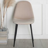 Chaise de salle à manger Polar - Velours beige - 53x46x88 cm