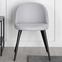 Chaise de salle à manger Velvet - Tissu gris clair - Pieds noirs - 57x50x77 cm
