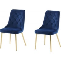 VELVET LYX MATSTOL 2-PACK - MATT MÄSSING / BLÅ SAMMET