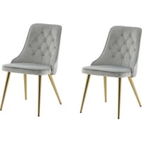 Chaise de salle à manger Velvet Deluxe Venture Design - Velours gris et pieds laiton - 66x50x89 cm