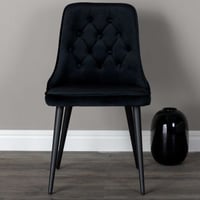 Chaise de salle à manger Velvet Deluxe - Velours noir - 66x50x89 cm