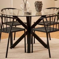 Table de salle à manger ronde Hennie - Ø119cm - plateau en verre