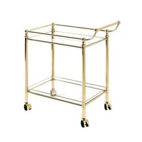 Chariot de cuisine | Etagères en verre | 68 x 40 x 78 cm | Design doré