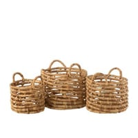 Set de 3 paniers ouverts ronds jacinthe d'eau naturel