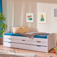 Lit gigogne Thomas 90x190cm - white wash