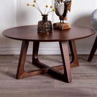 Table basse en placage de noyer brun Ø75x36 cm