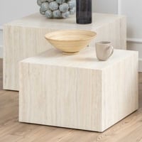 Tables basses carrées Dice - lot de 2 - décor travertin