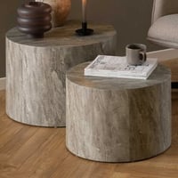 Tables basses rondes Dice - lot de 2 - marbre gris