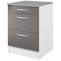 Meuble bas Oke 60x60 avec 3 tiroirs - gris