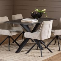 Table de salle à manger Hennie  - 135x80x75,5cm - plateau céramique - marbre noir