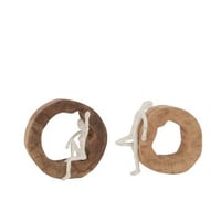Personnage repos bois naturel blanc assortiment de 2