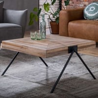 Table basse Teca balance carré 80x80 industriel-teck