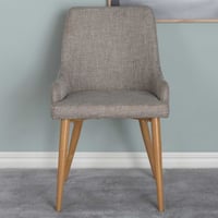 Chaise de salle à manger Plaza - Lin polyester gris - 58x49x86 cm