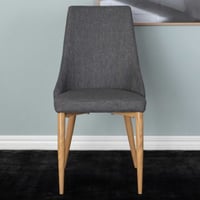 Chaise Salle à Manger Leone - Lin Polyester Gris Foncé - 63x47x91 cm