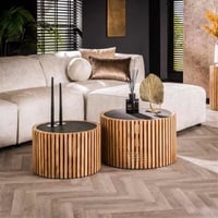 Set de 2 tables basses Siel-acacia/ardoise