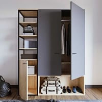 Armoire Woody Fashion | 144 x 45 x 180 cm | Anthracite Oak
