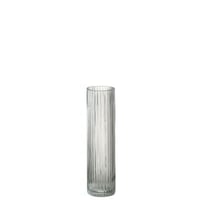 Vase cylindrique lignes verre transparent medium