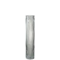 Vase cylindrique lignes verre transparent large