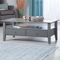 Table basse Provence | Mélamine | 115 x 60 x 45 cm | Avec deux tiroirs de rangement | Couleur : Anthracite