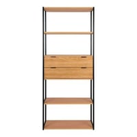 Bibliothèque moderne Minato - placage de frêne, 2 tiroirs