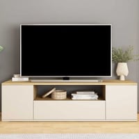 Meuble TV Kosmo - 150x40x43cm - 3 portes - cachemire/décor chêne