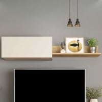 Armoire murale Kosmo - 150x29x31cm - 1 porte - cachemire/décor chêne