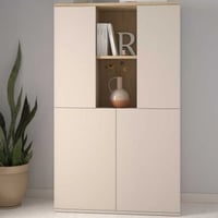 Vaisselier Kosmo - 90x35x150cm - 4 portes - cachemire/décor chêne