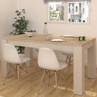 Table à manger Kosmo - 160x90x76cm - cachemire/décor chêne