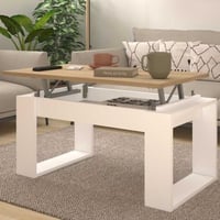Table basse Kosmo - 90x50x45cm - hauteur réglable - cachemire/décor chêne