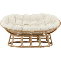Canapé deux places Mamasan Venture Design en rotin naturel avec coussin blanc cassé
