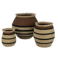 Set 3 paniers rond ligne marie herbes marines marron noir