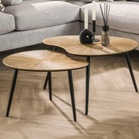 Table basse en métal en forme de rein Ray en or antique