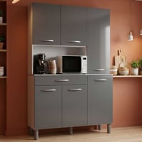 Buffet Eko avec 6 portes & 1 tiroir - gris brillant