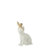 Chat oreille resine or/blanc small