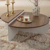 Tables basses Orion - 60x90x30cm - lot de 2 - noyer/blanc