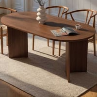 Table de salle à manger ovale Sablin - 180x90x75cm - décor noyer