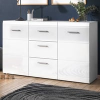 Bahut Allan 144cm avec 2 portes & 3 lades - blanc 