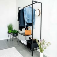 Armoire Vita noire : 2 étagères, acier et mélamine